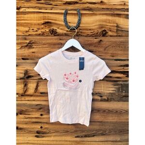 HOLLISTER | Ribbed Longer-length Heart Cake Graphic Baby Tee in Pink S